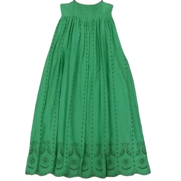 SOLD:Zara Openwork Eyelet Embroidery Midi Dress - Lime Green, XS - Picture 6 of 7